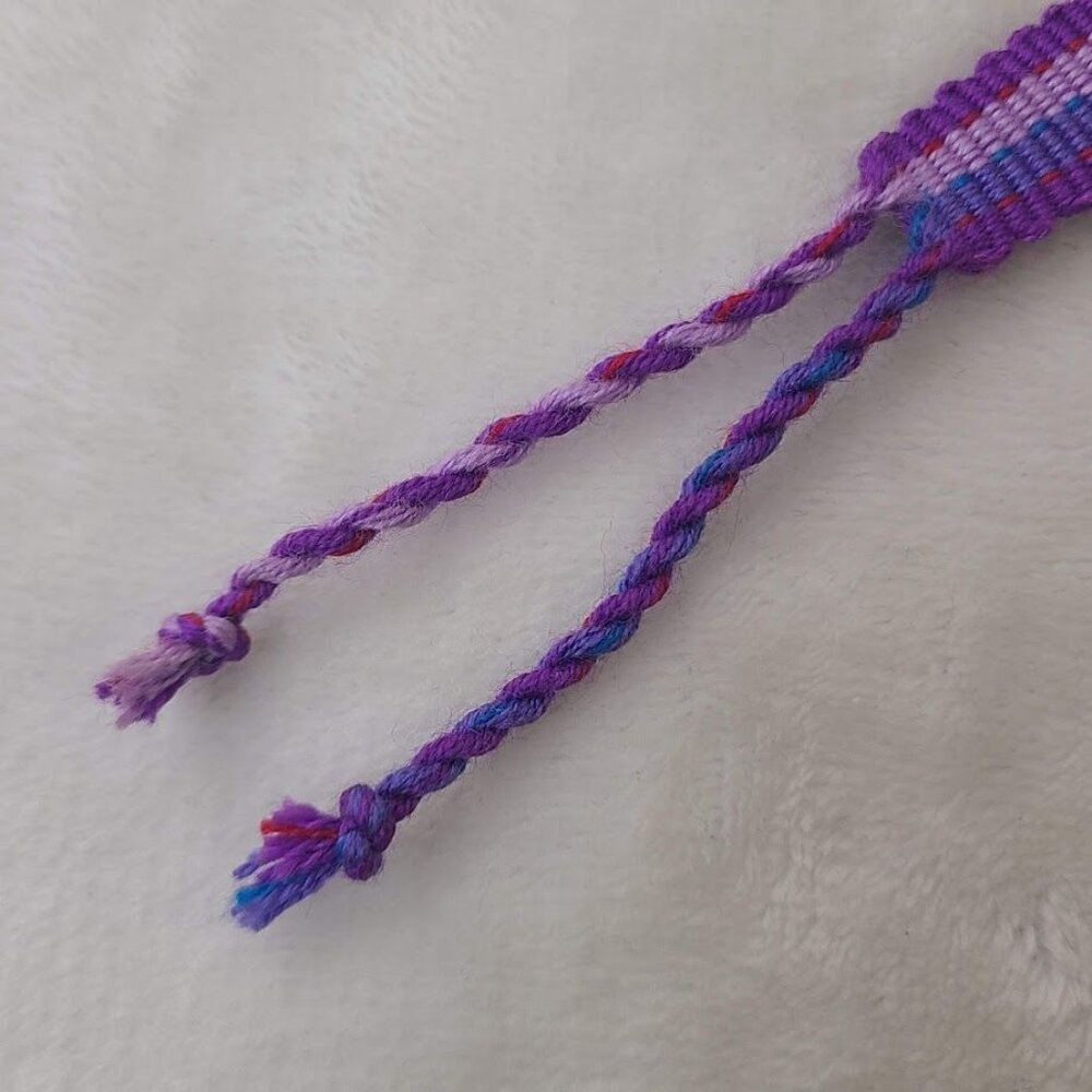 Hand Woven Braided Friendship Bracelet Shades of Purple Blue Pink Red - Picture 11 of 12